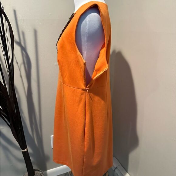 Chadwicks Collection Rust Sleeveless Bead Embellished Zip Sheath Dress Size 14P - Picture 5 of 6